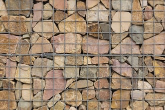 Gabion wall with rock