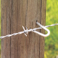 Galvanized staples to attach woven or welded fence to wood posts. 